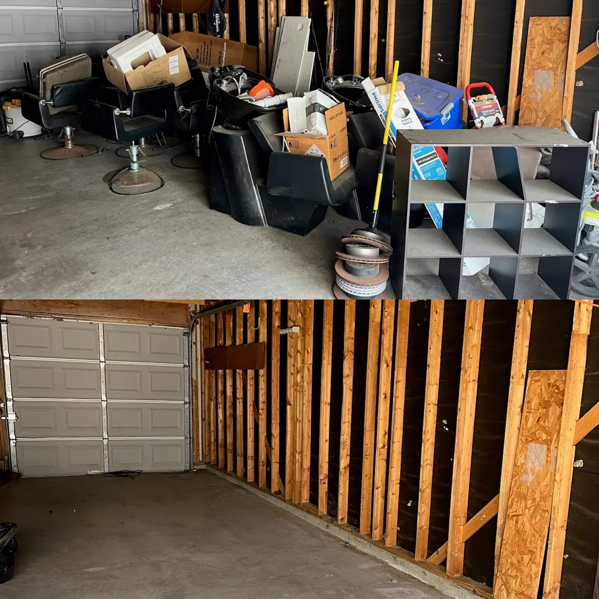 Garage filled with clutter before cleanout by Clearout Junk in Conroe TX